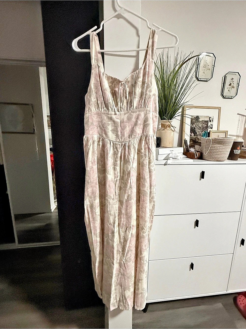 Monteau Floral Maxi Dress in Pink & Cream Size Small